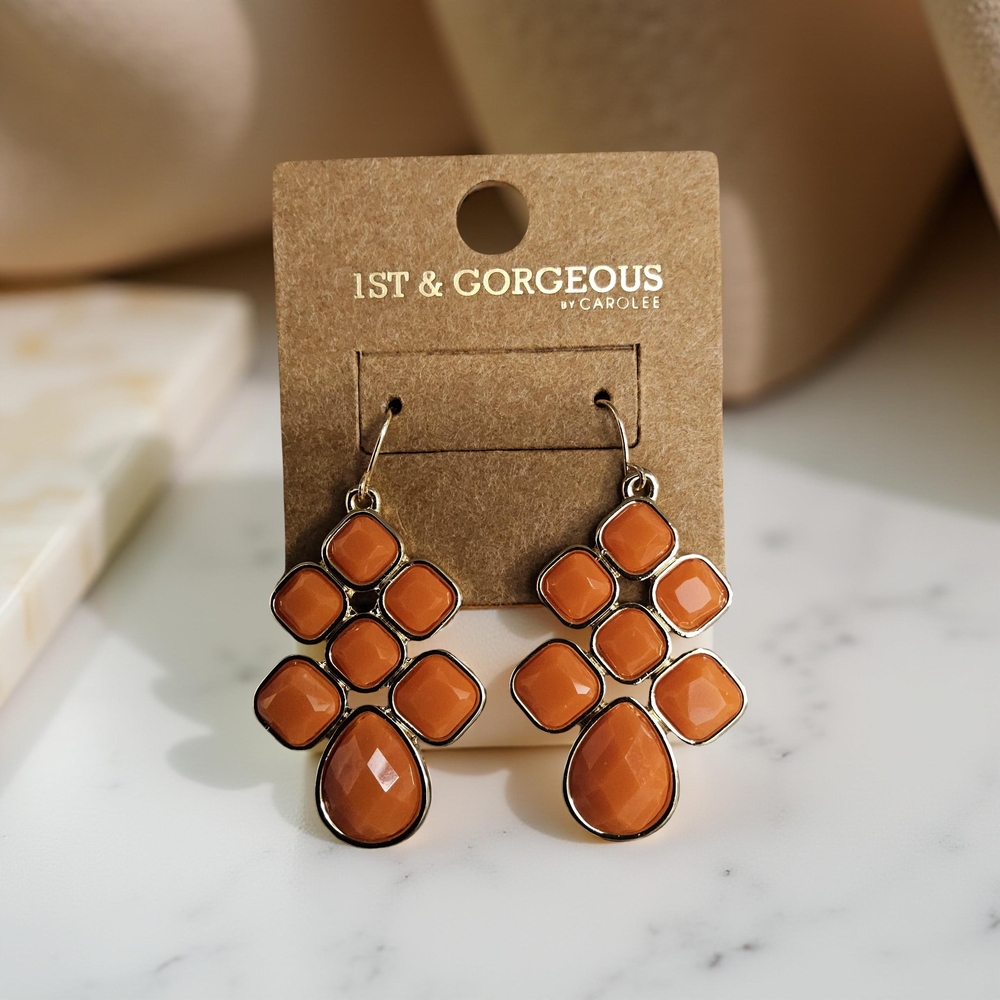 New 1st & Gorgeous by Carolee Orange Drop Earrings